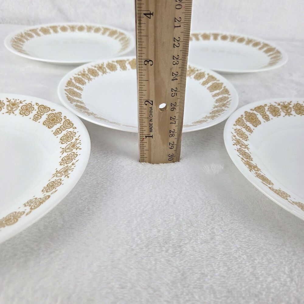 Vintage Corelle Butterfly Gold Dessert Bread Plates Set Of 5 Corning USA 6.75" - Picture 4 of 6